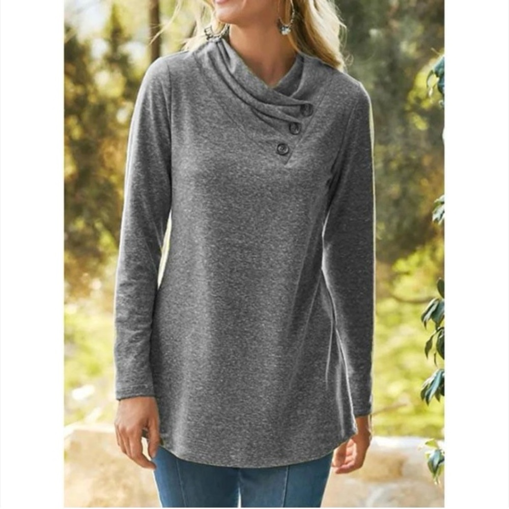 Soft Surrpundings Brinley Top Long Sleeve Gray Size PM